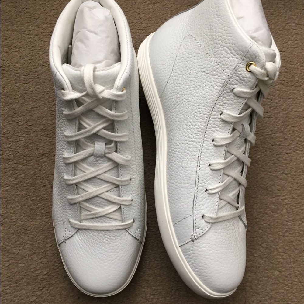 Cole Haan white leather high top sneaker